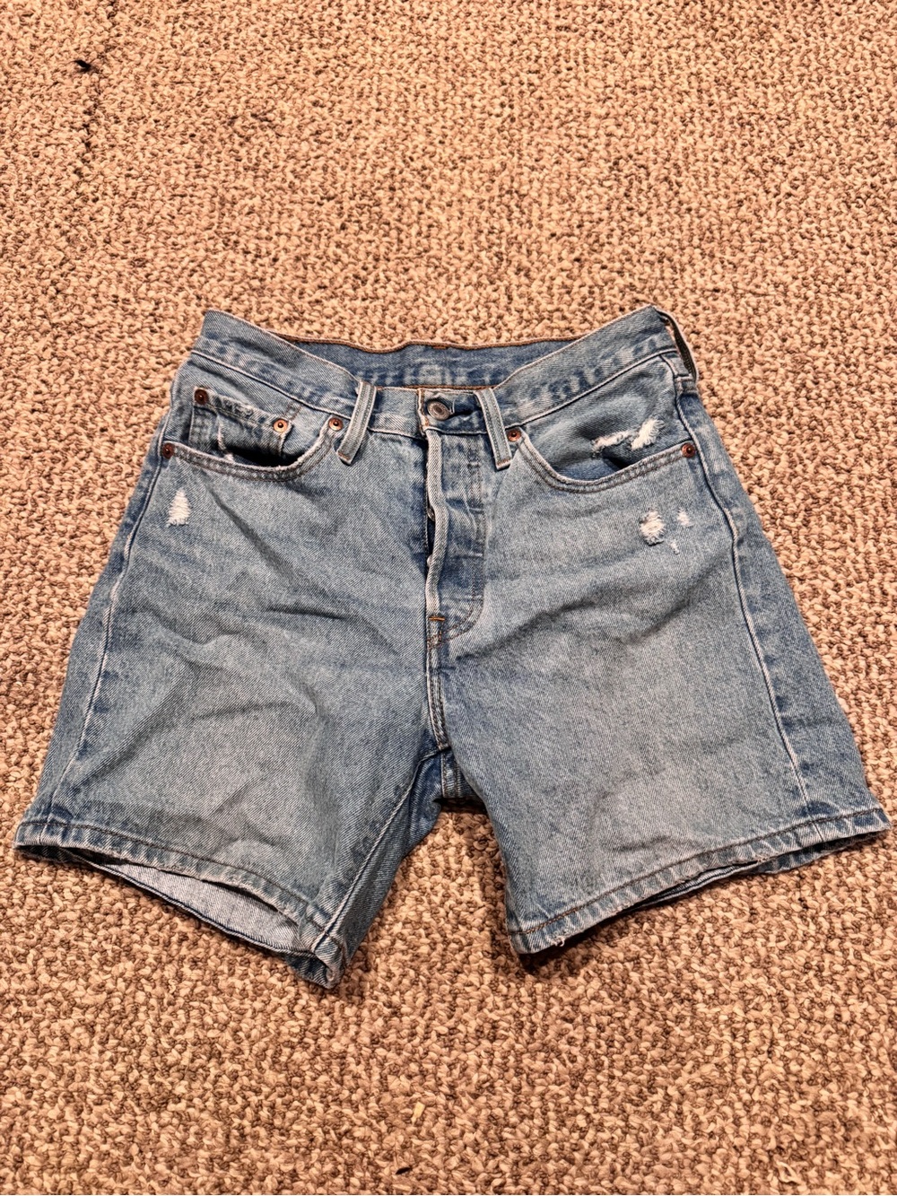 Levi's Light Blue Distressed Denim Shorts